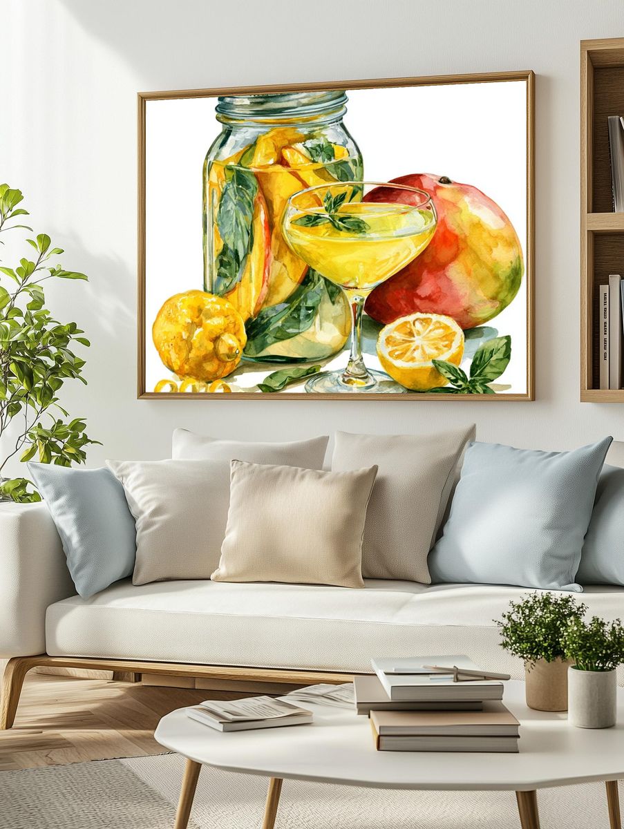 Citrus Sangria Watercolor Print. — room view 2