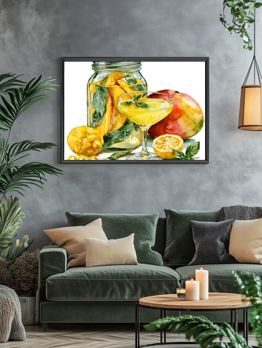 Citrus Sangria Watercolor Print. — room view 4