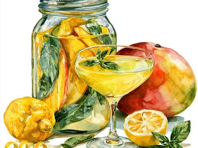 Citrus Sangria Watercolor Print. poster