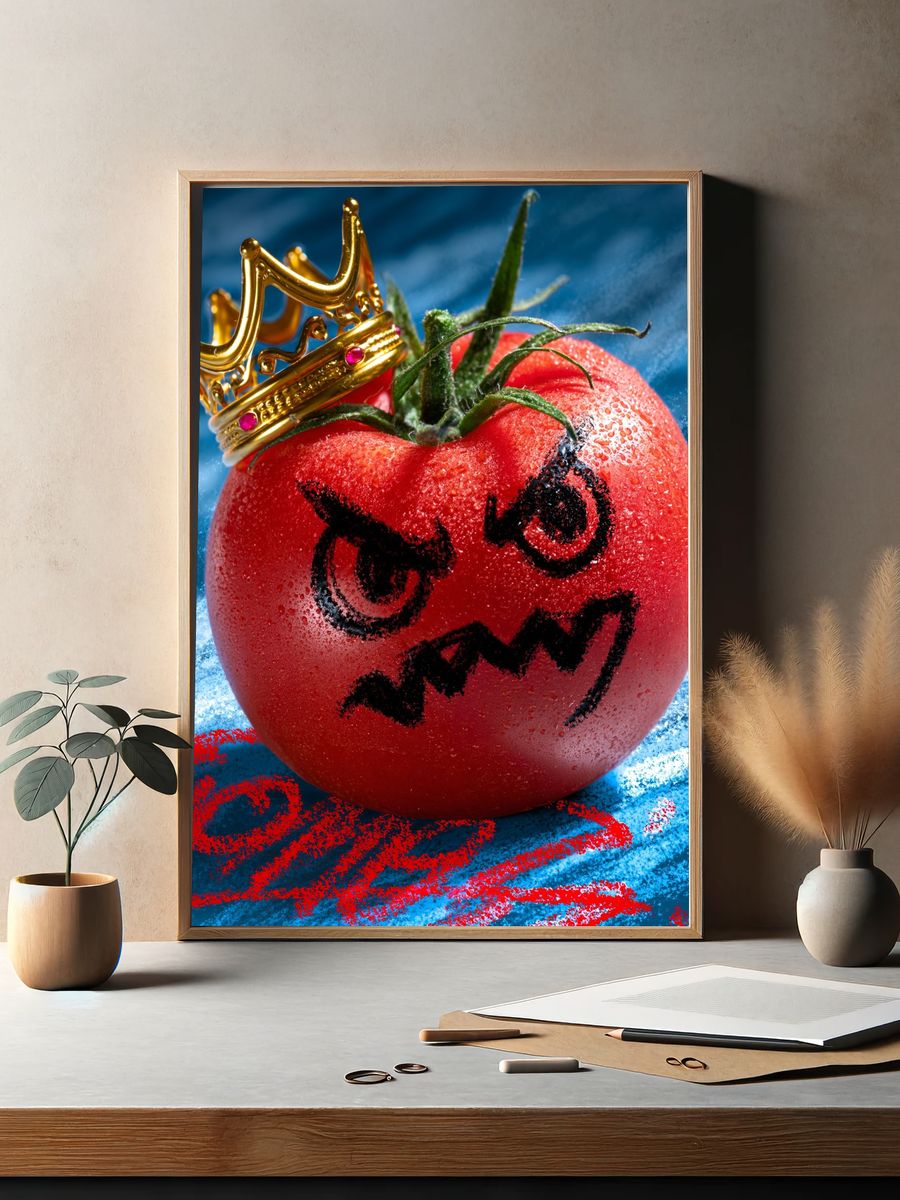 Crowned Tomato Surreal Print. — room view 2