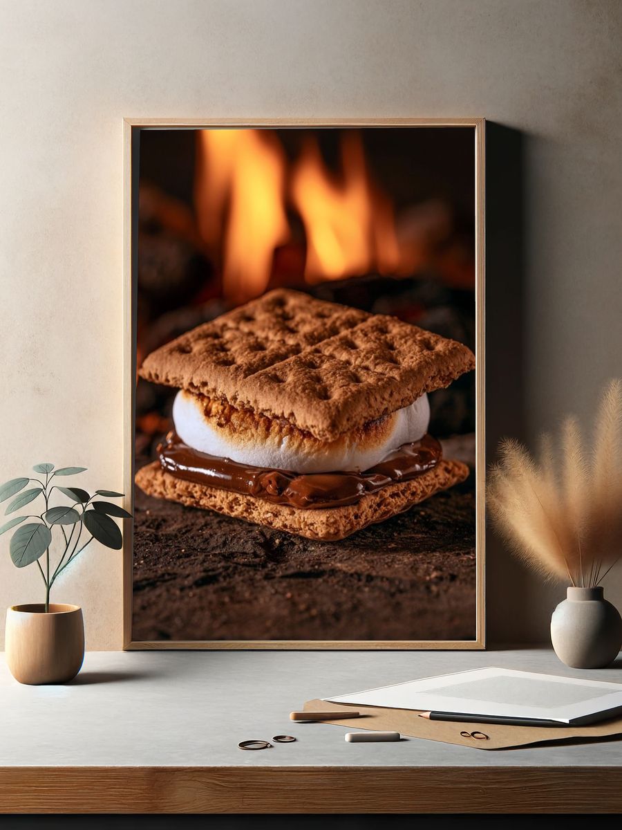 Campfire S'mores Photography Poster. — room view 2