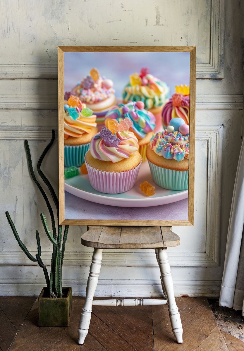 Rainbow Cupcakes Photography Poster. room preview