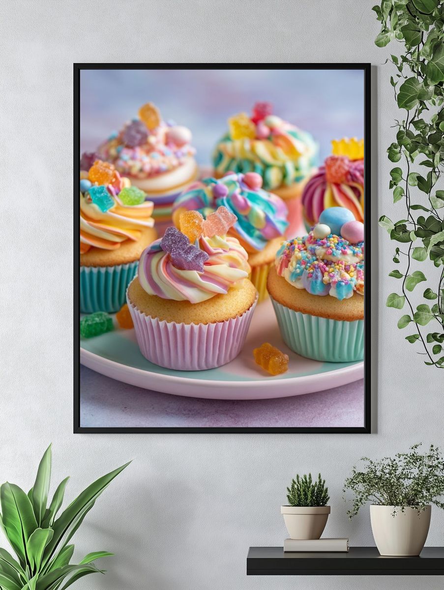 Rainbow Cupcakes Photography Poster. — room view 4