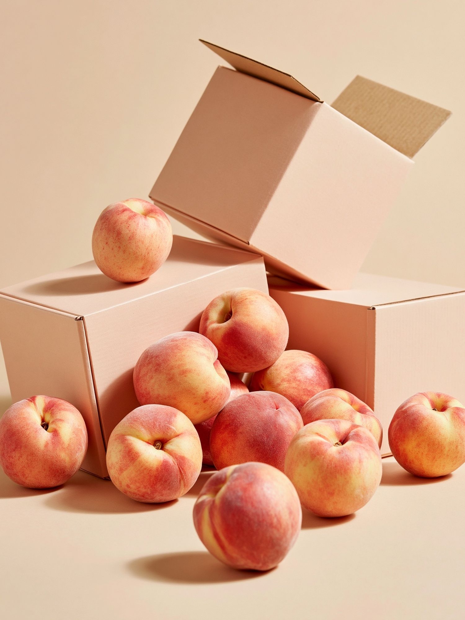 Peaches in Boxes Photography Poster. poster detail