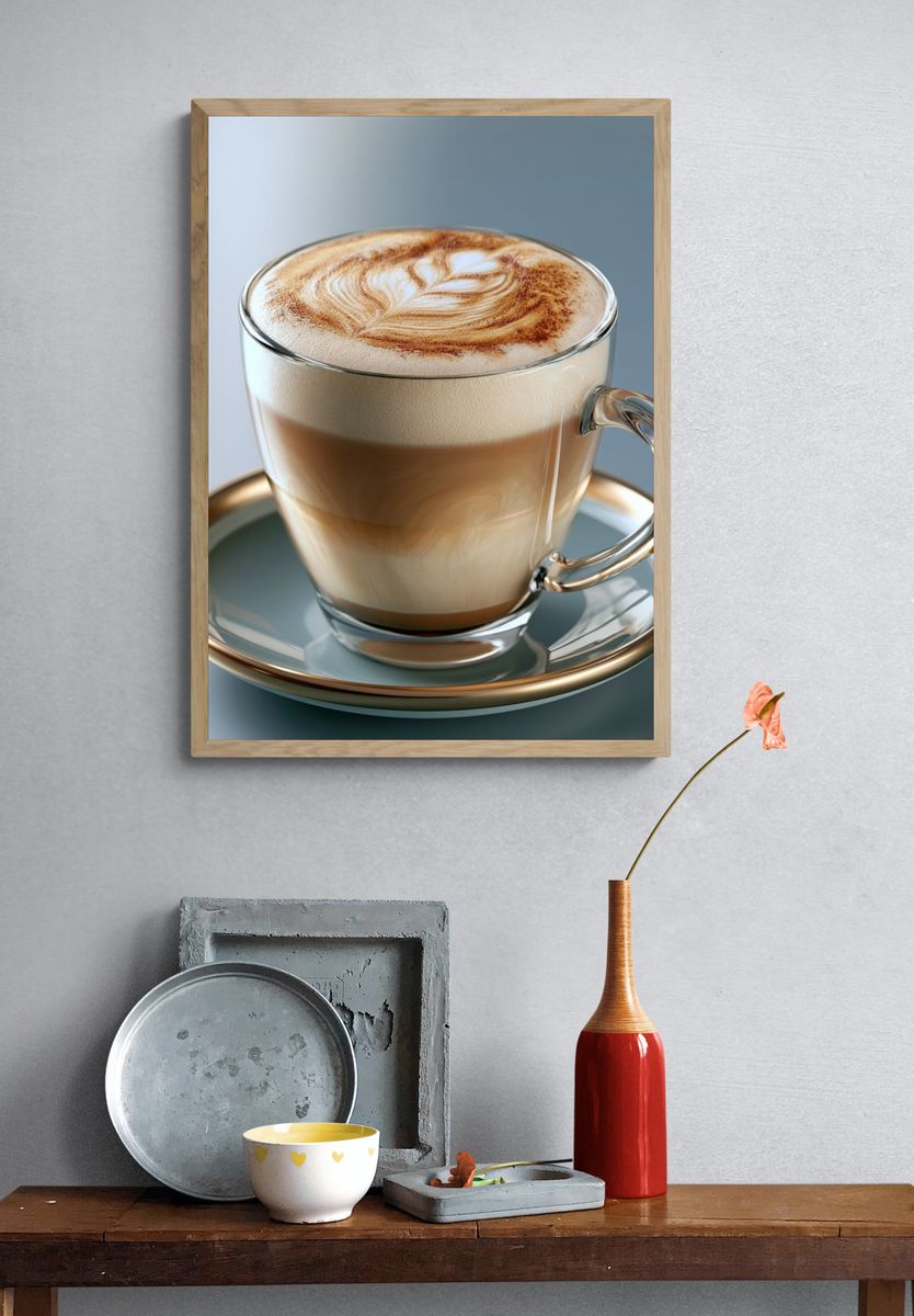 Latte Art Coffee Still Life Poster. — room view 3