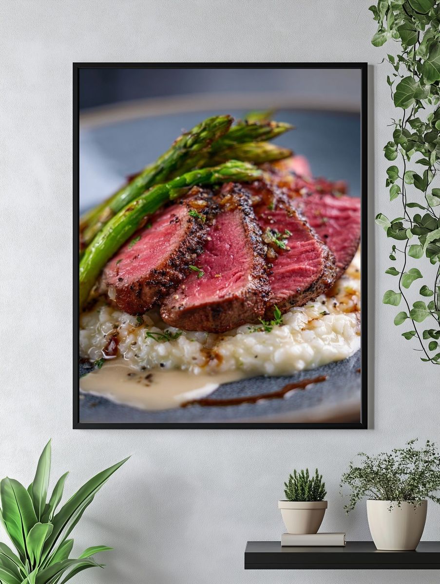 Seared Steak with Asparagus Poster. — room view 4