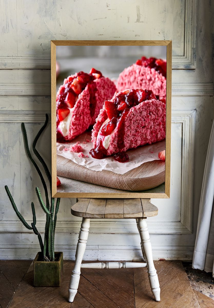 Strawberry Dessert Photography Poster. room preview