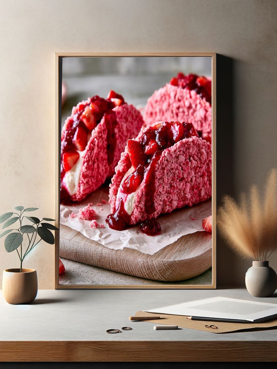 Strawberry Dessert Photography Poster. — room view 2
