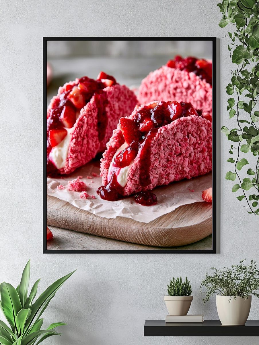 Strawberry Dessert Photography Poster. — room view 4