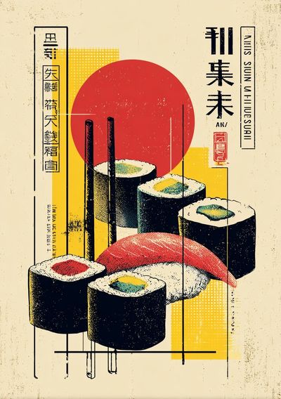 Sushi Pop Art Poster.
