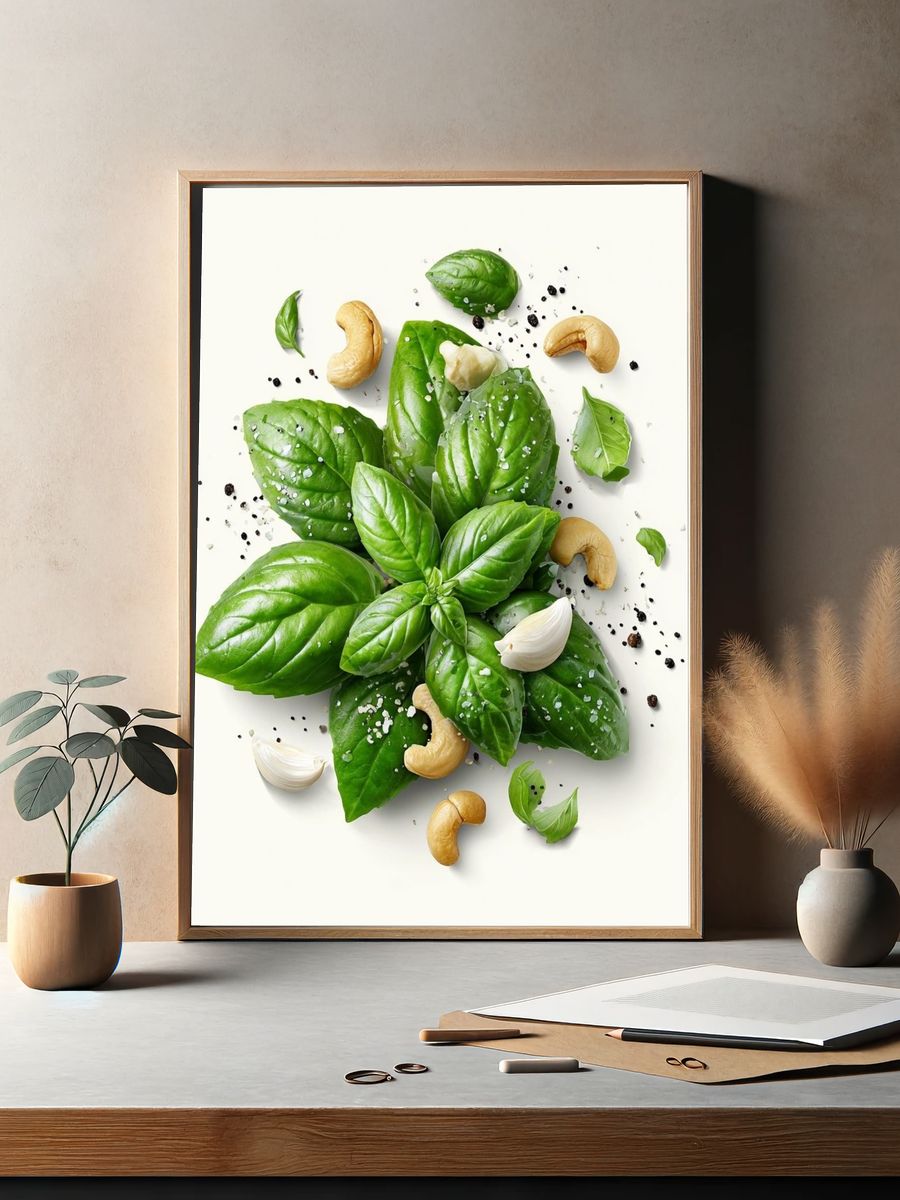 Basil and Cashew Still Life Print. — room view 2