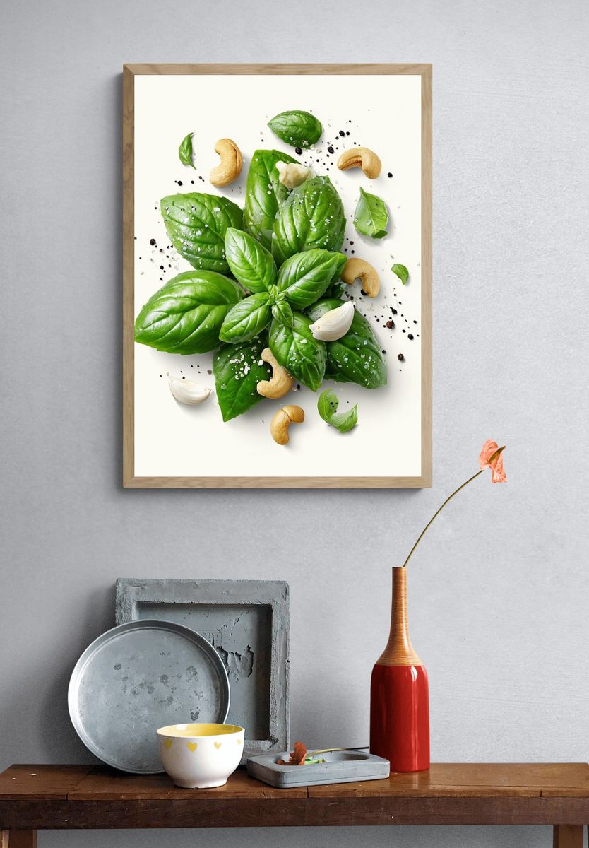 Basil and Cashew Still Life Print. — room view 3