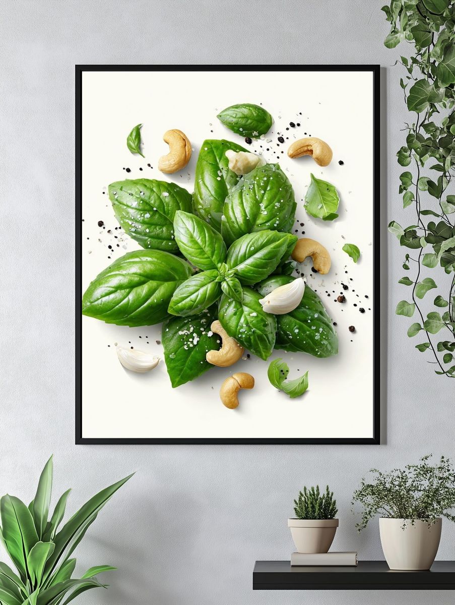 Basil and Cashew Still Life Print. — room view 4