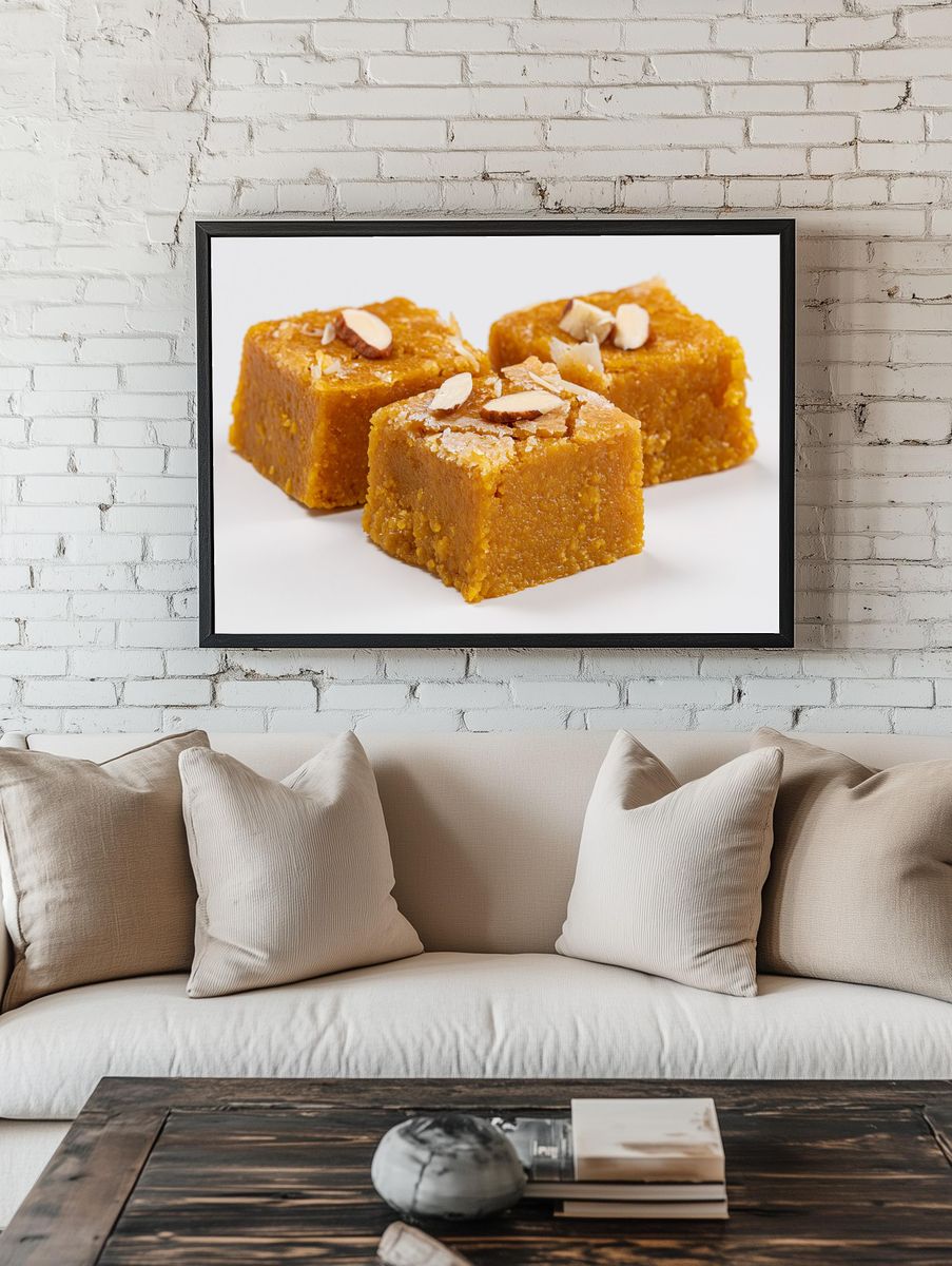 Indian Sweet Fudge Food Photography Poster. room preview