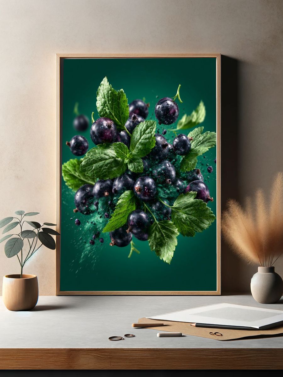 Blackcurrant Mint Still Life Poster. — room view 2