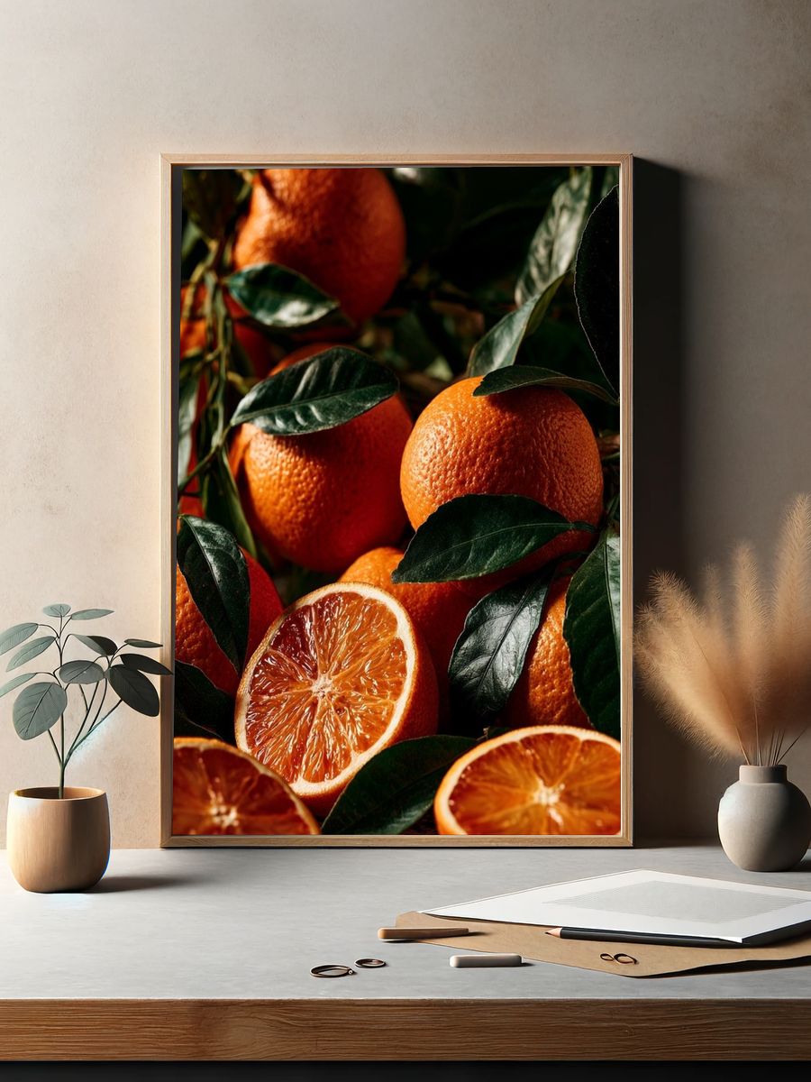 Citrus Still Life Photography Poster. — room view 2