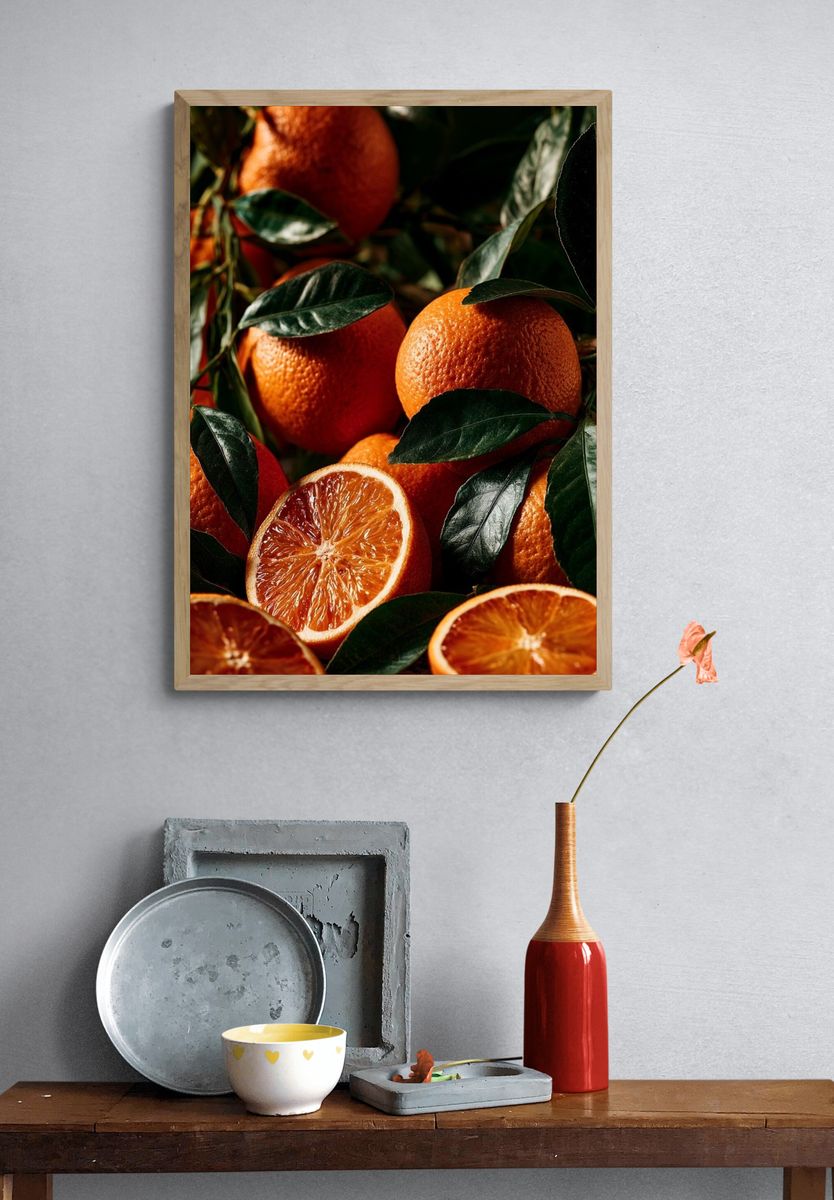 Citrus Still Life Photography Poster. — room view 3
