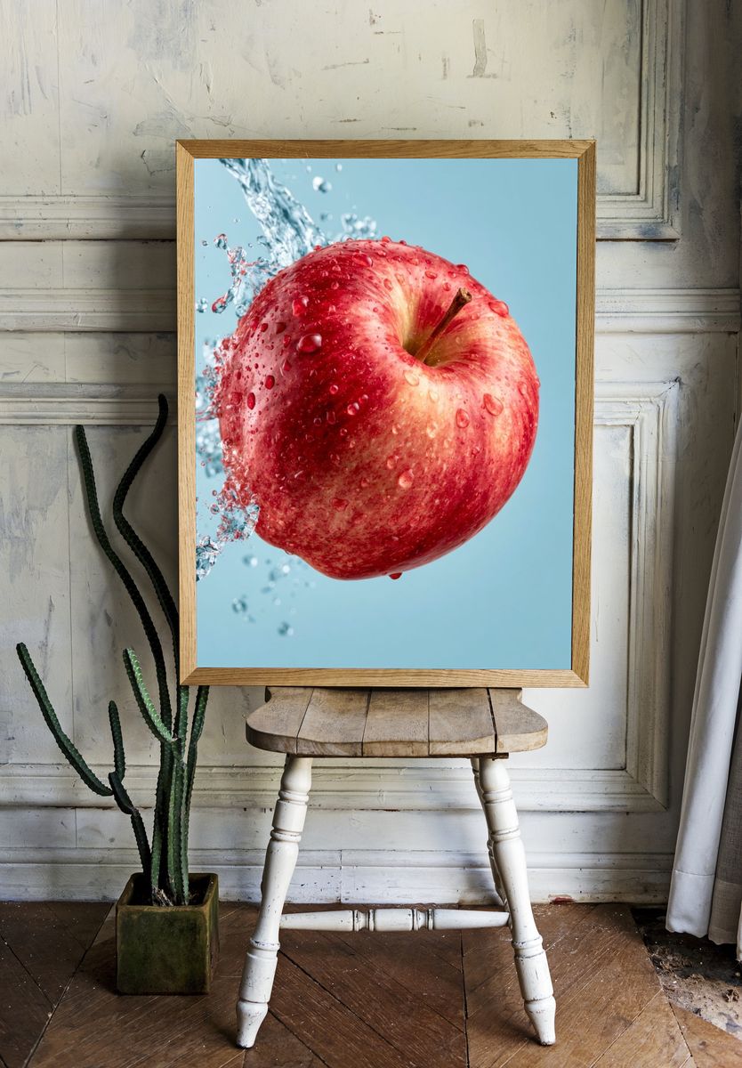 Splashing Apple Photography Poster. room preview
