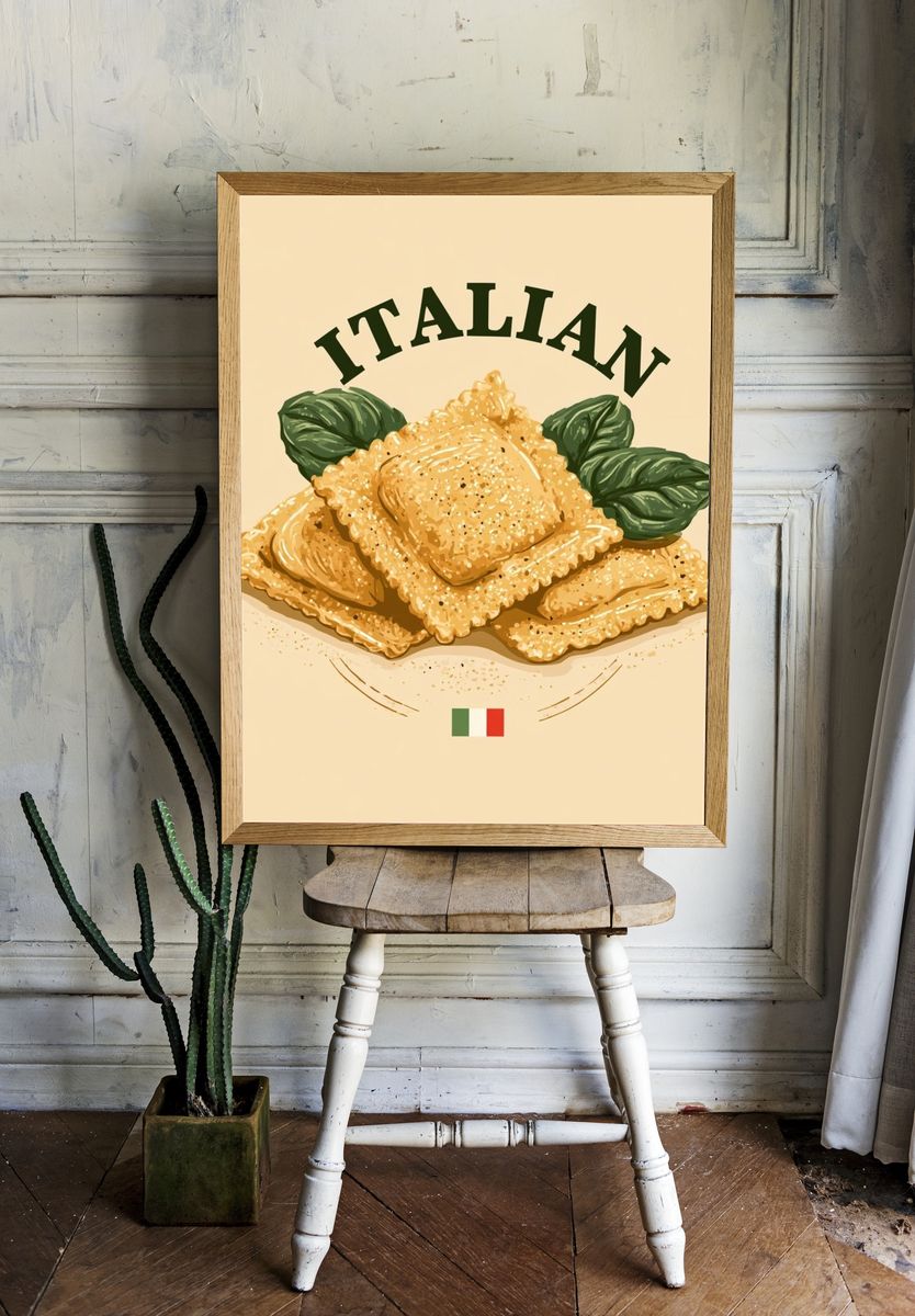 Italian Ravioli Illustration Poster. room preview