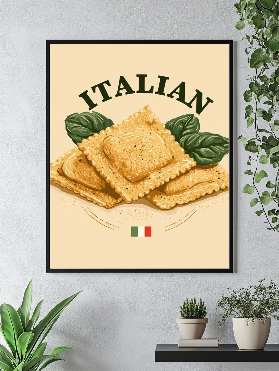 Italian Ravioli Illustration Poster. — room view 4