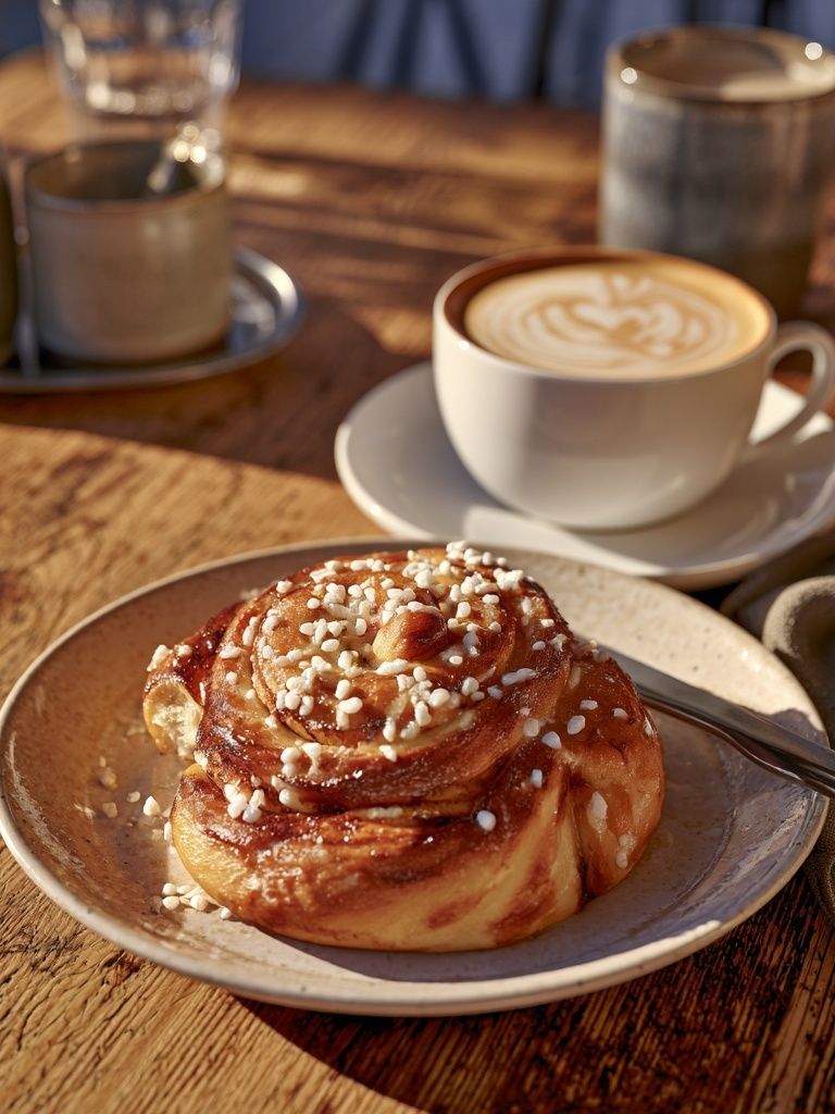 Coffee and Cinnamon Bun Photography Poster. poster detail
