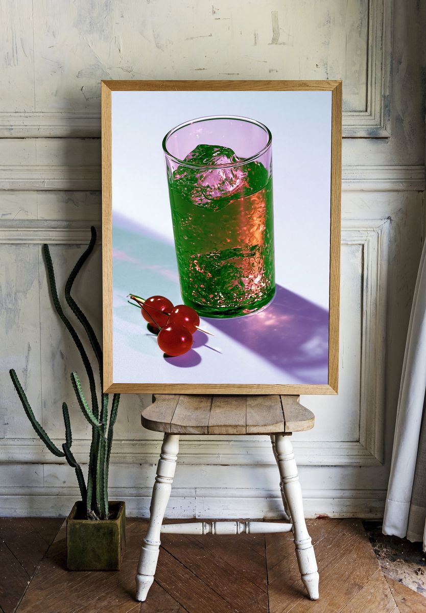 Cherry Cocktail Still Life Poster. room preview