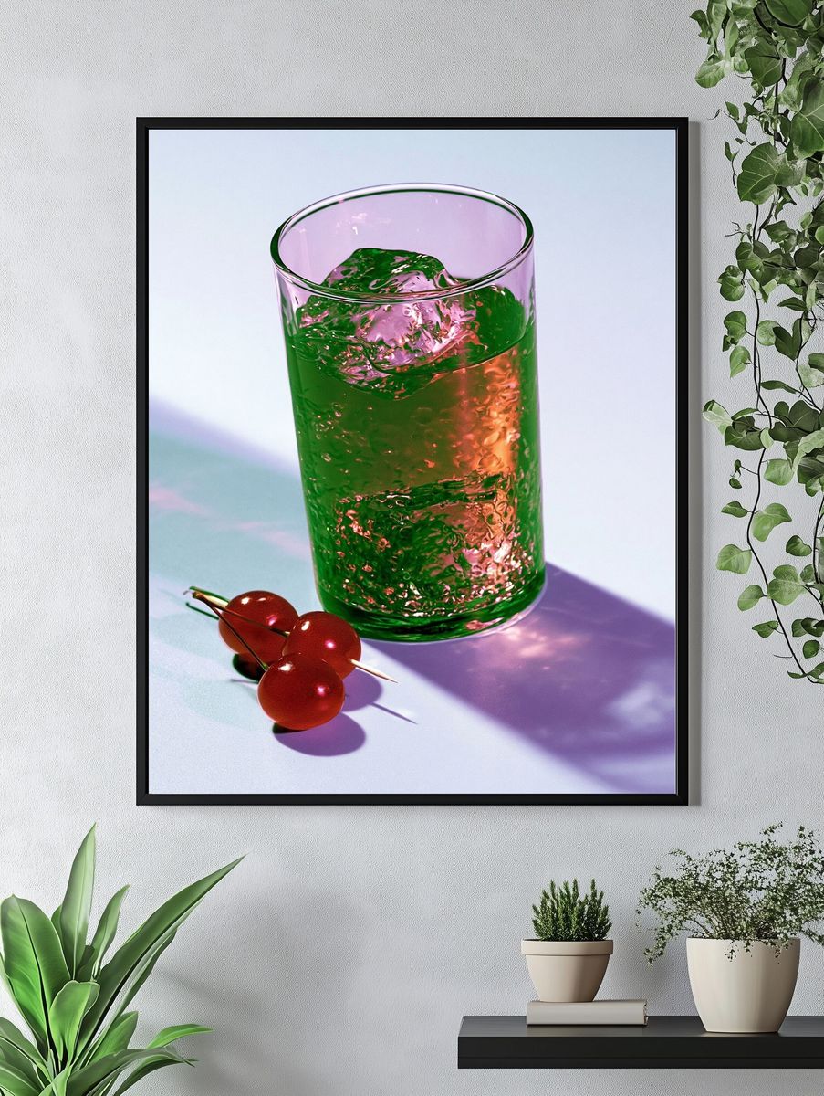 Cherry Cocktail Still Life Poster. — room view 4