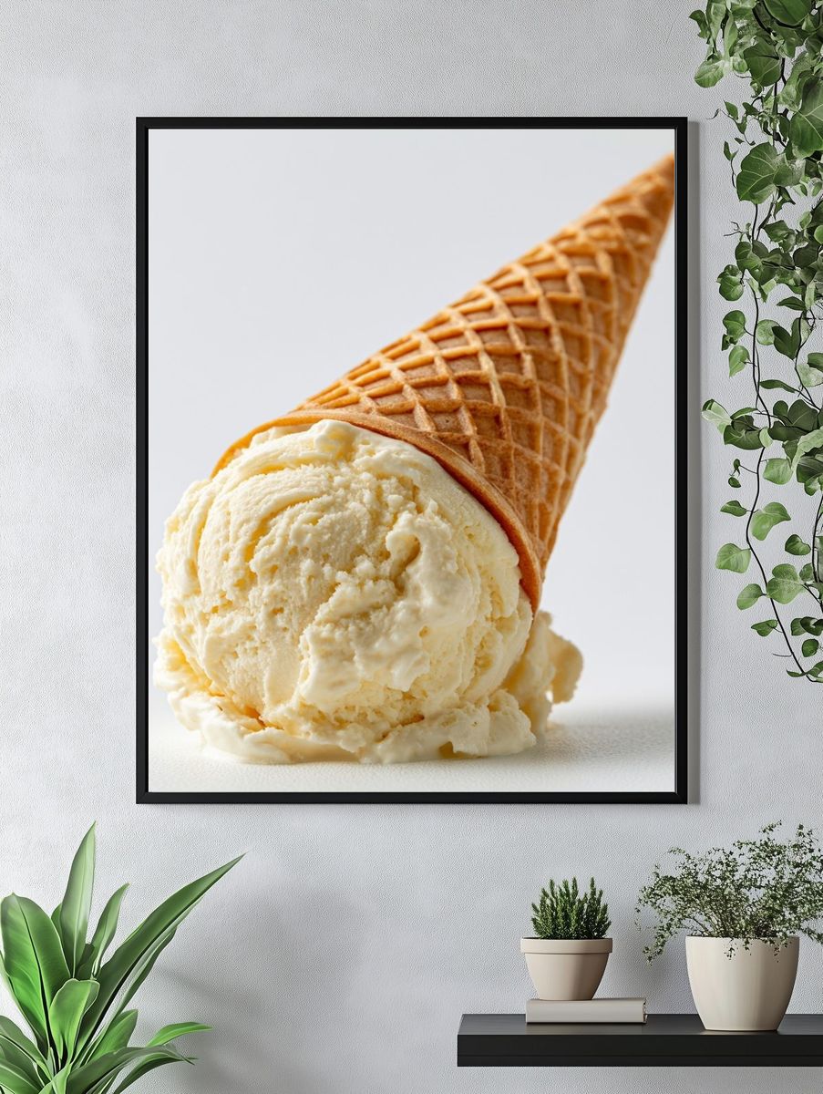 Vanilla Ice Cream Cone Photography Poster. — room view 4