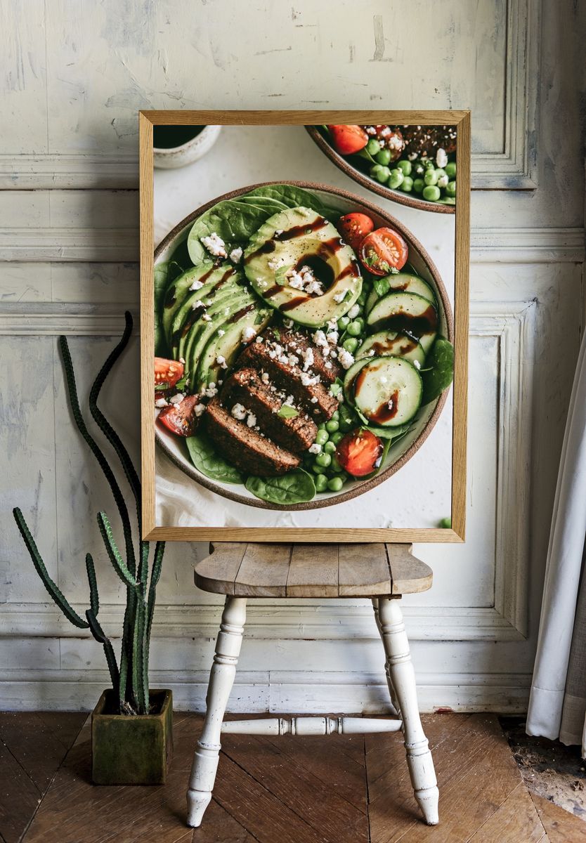 Avocado Salad Bowl Photography Poster. room preview