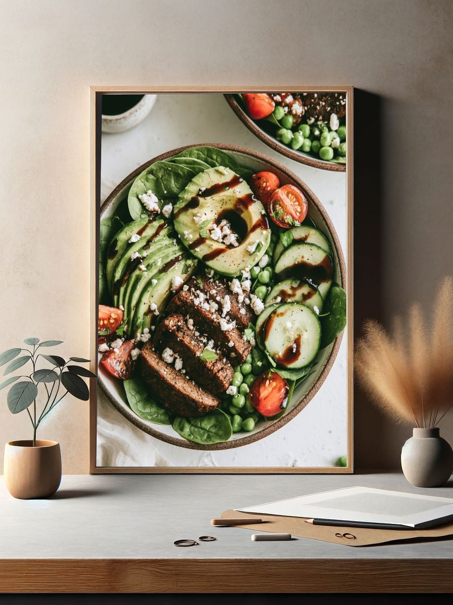 Avocado Salad Bowl Photography Poster. — room view 2