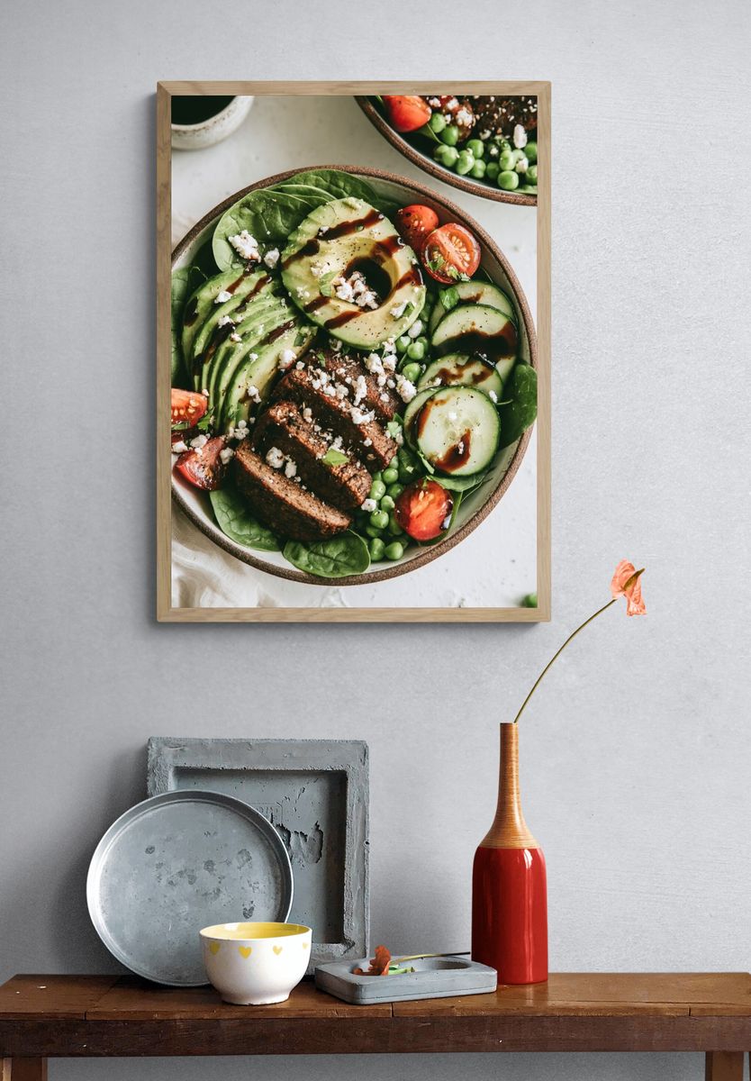 Avocado Salad Bowl Photography Poster. — room view 3