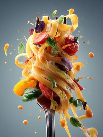 Floating Pasta Still Life Poster.