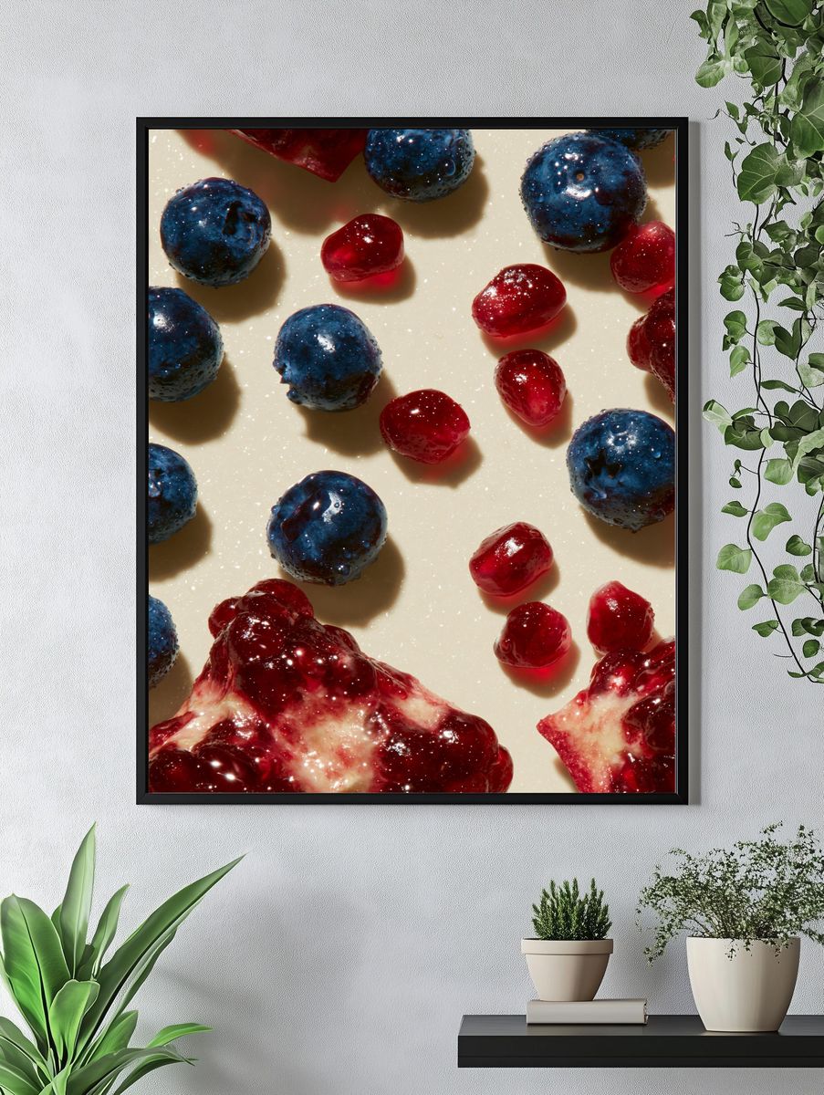 Blueberries and Pomegranate Still Life Poster. — room view 4
