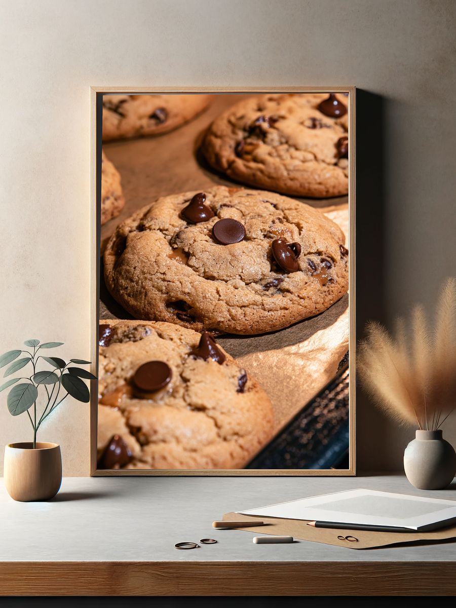 Chocolate Chip Cookies Photography Poster. — room view 2