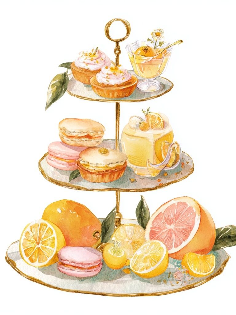Citrus Dessert Tiered Stand Print. poster detail