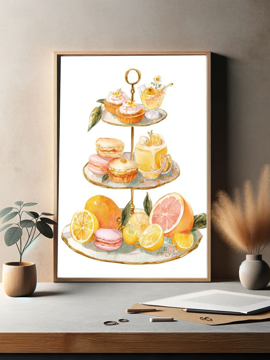 Citrus Dessert Tiered Stand Print. — room view 2