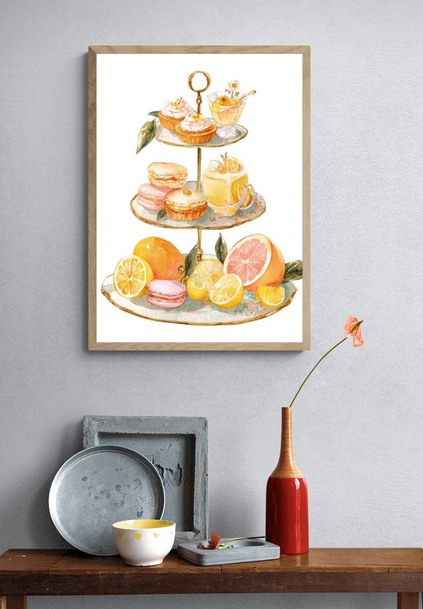 Citrus Dessert Tiered Stand Print. — room view 3