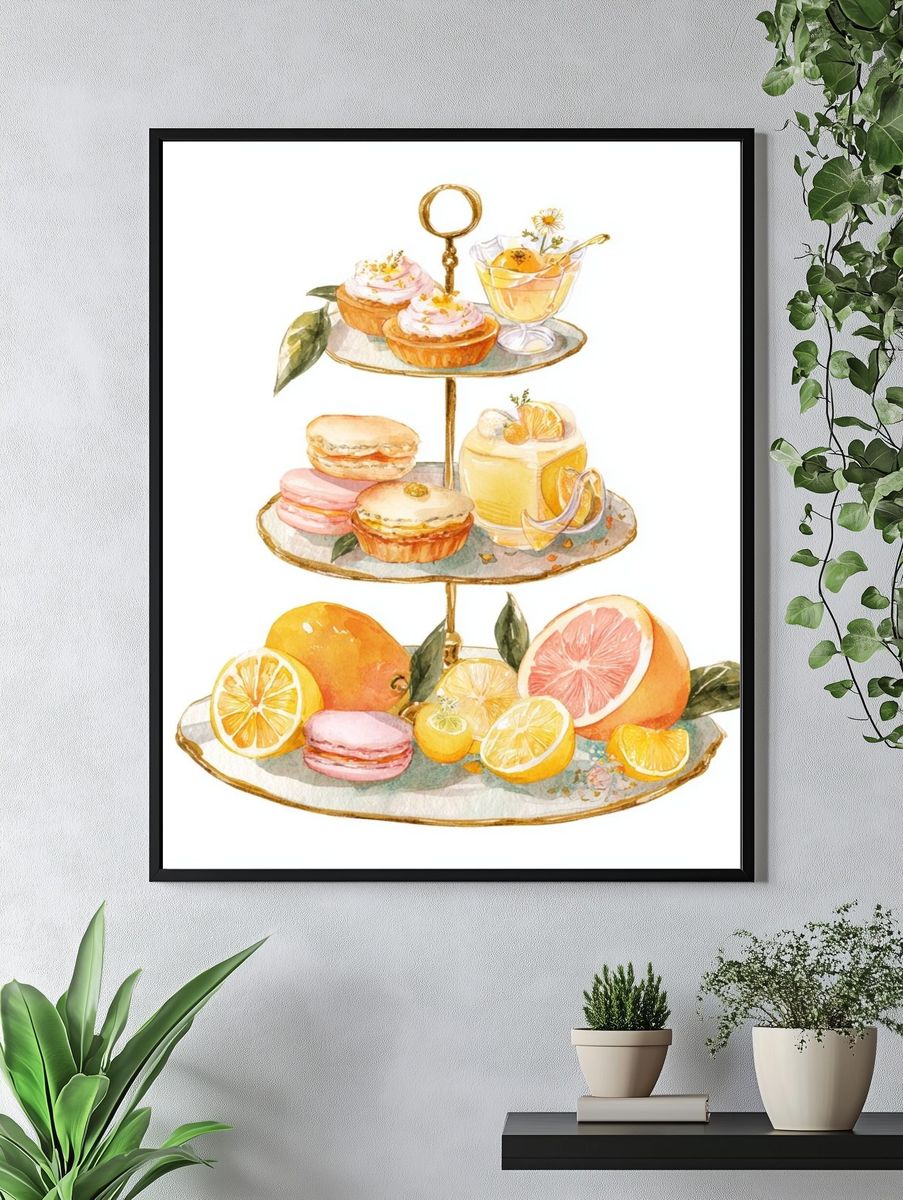 Citrus Dessert Tiered Stand Print. — room view 4