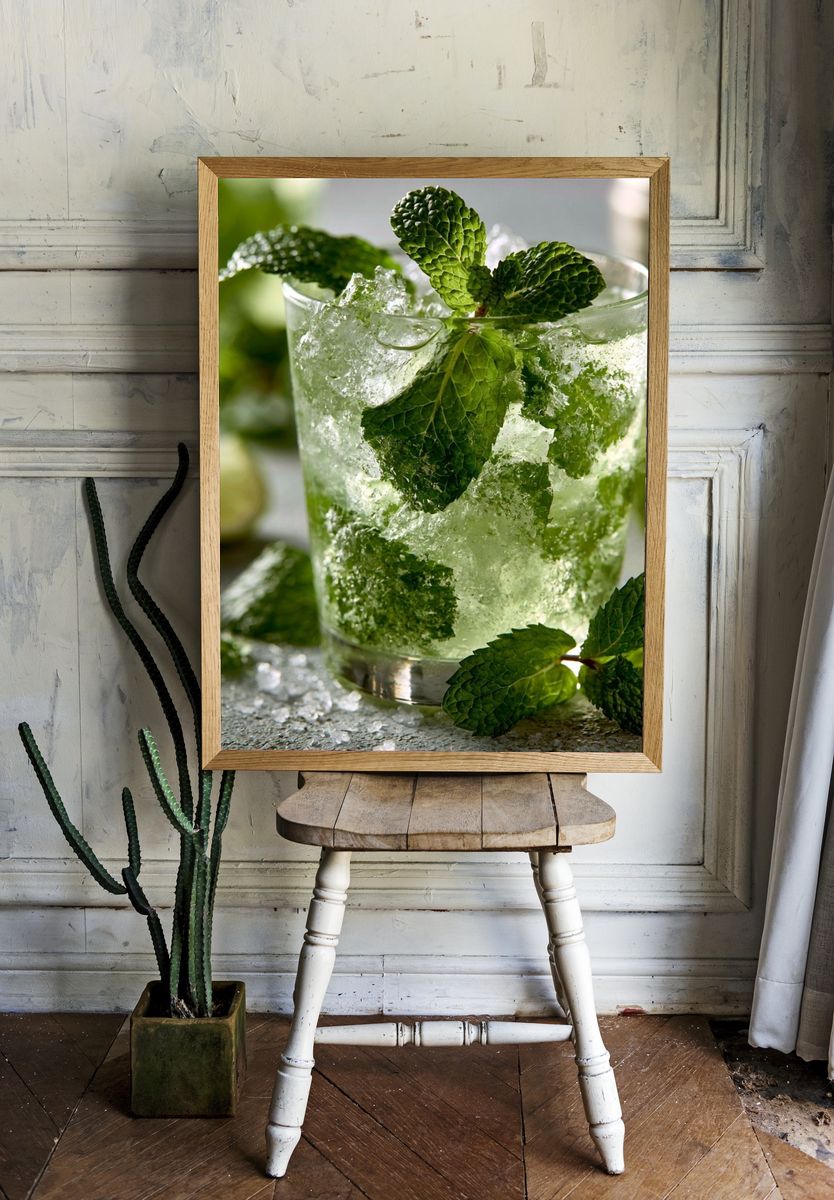 Mint Mojito Cocktail Photography Poster. — room view 1