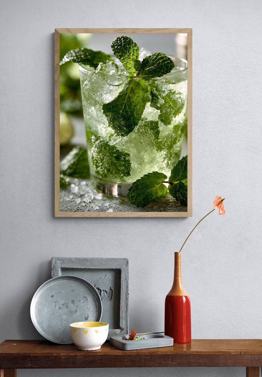 Mint Mojito Cocktail Photography Poster. — room view 3