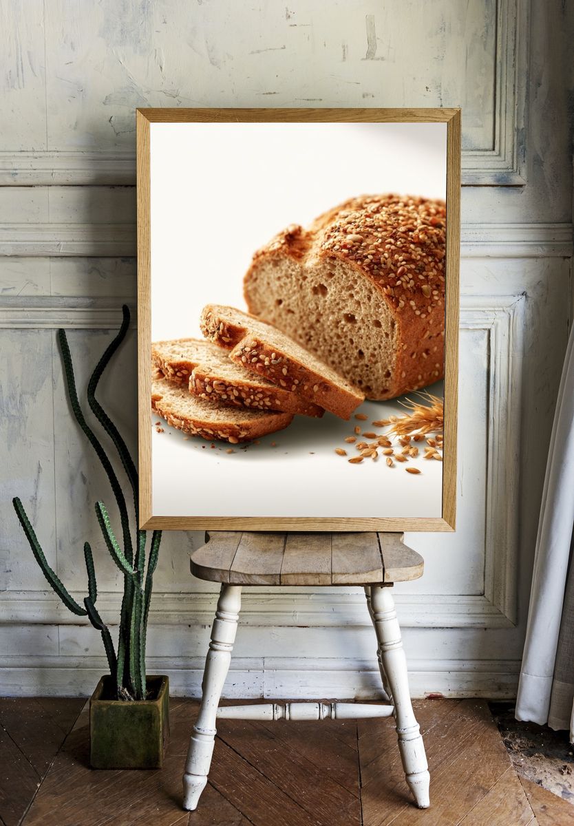 Seeded Bread Still Life Poster. — room view 1