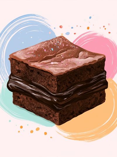 Chocolate Brownie Dessert Illustration Poster.