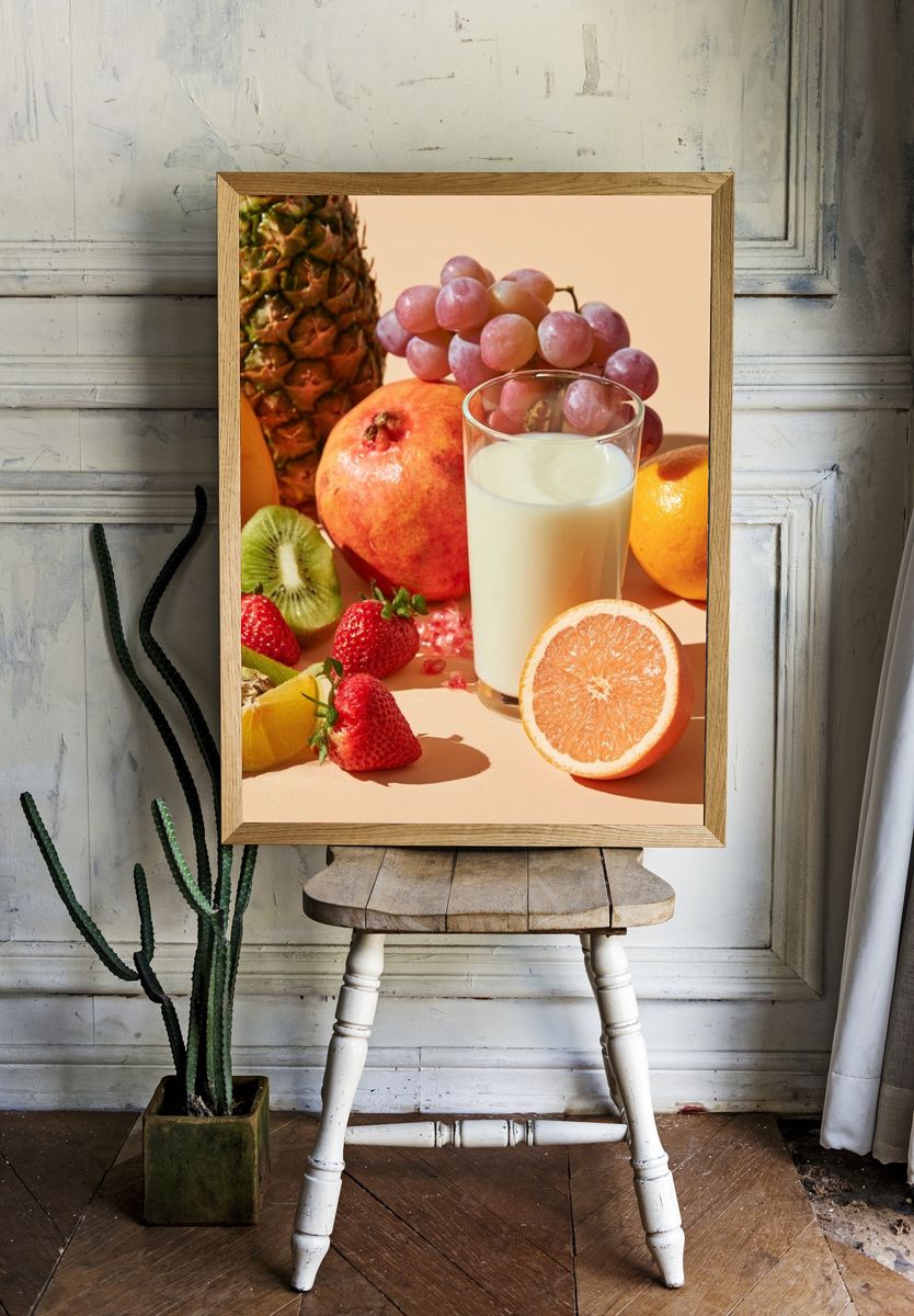 Sunlit Fruit Still Life Print. — room view 1
