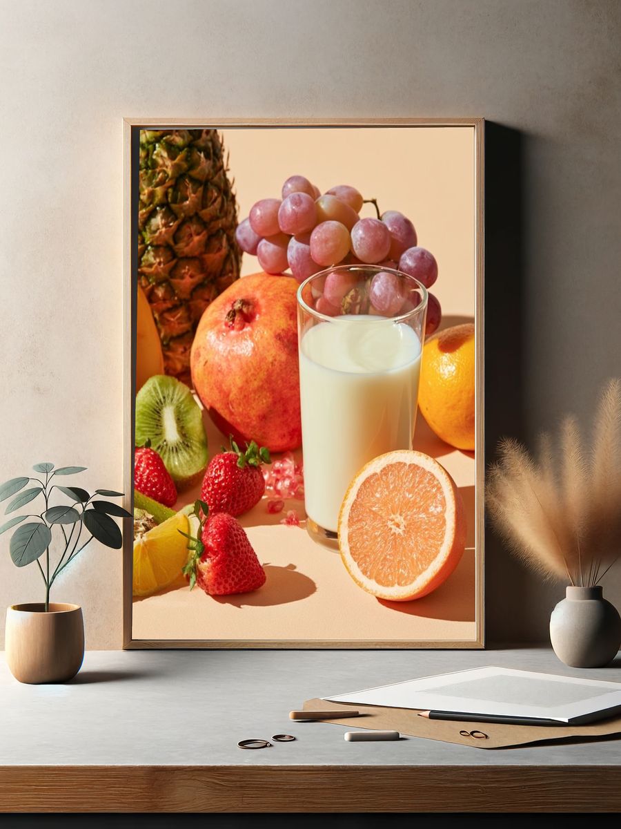 Sunlit Fruit Still Life Print. — room view 2