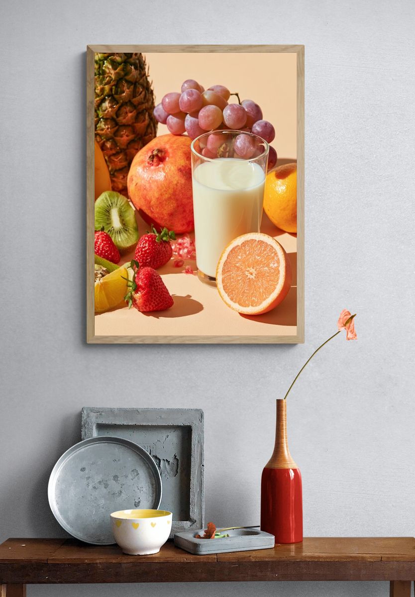 Sunlit Fruit Still Life Print. — room view 3