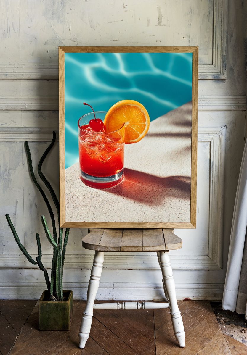 Poolside Citrus Cocktail Print. — room view 1