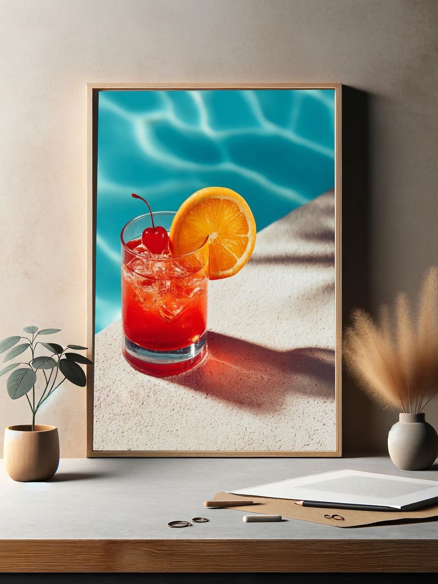 Poolside Citrus Cocktail Print. — room view 2