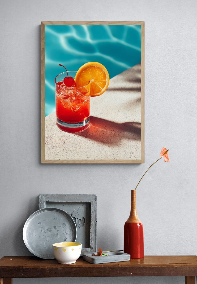 Poolside Citrus Cocktail Print. — room view 3