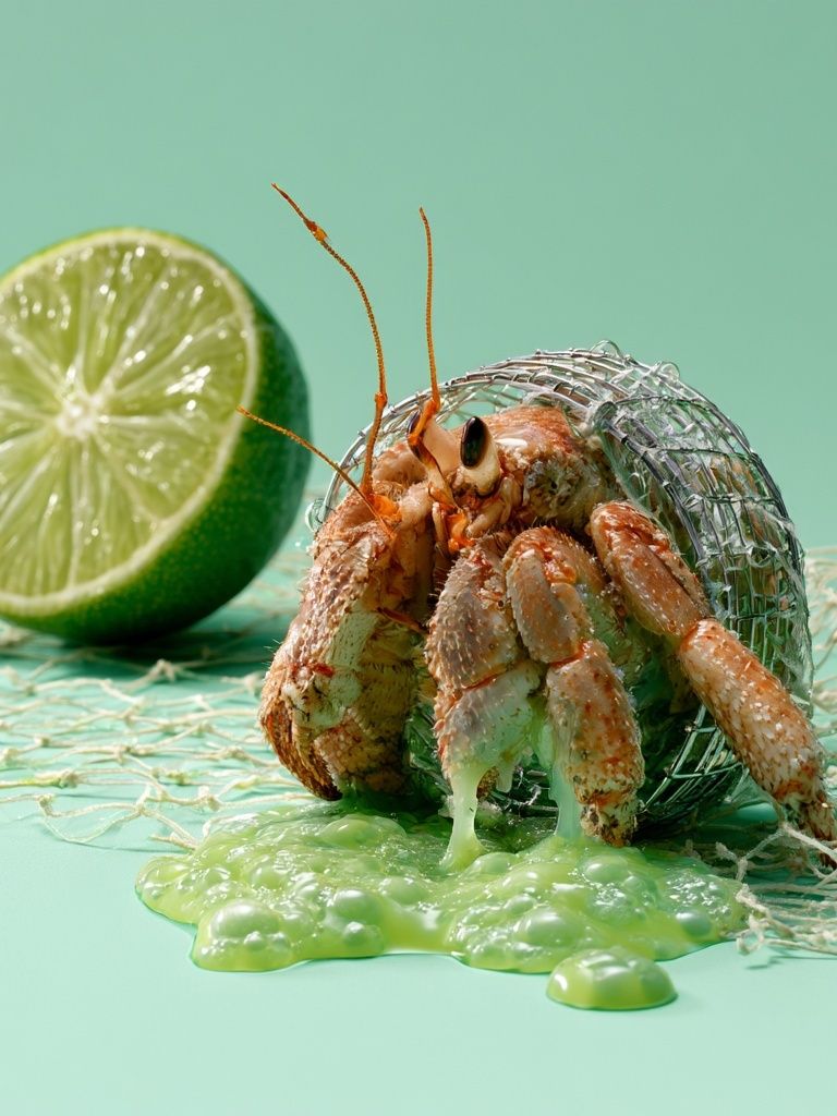 Hermit Crab and Lime Still Life Poster. poster detail