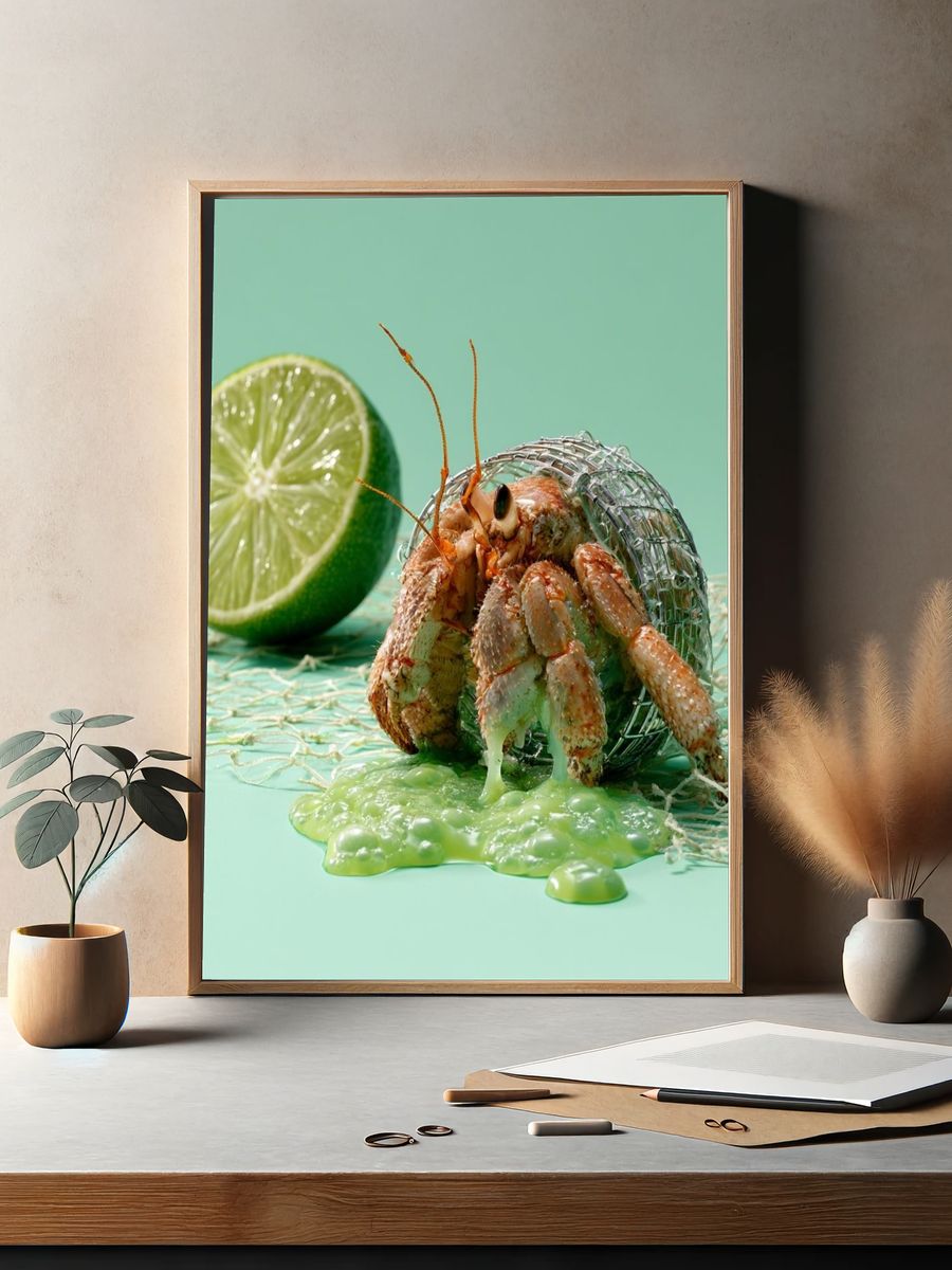 Hermit Crab and Lime Still Life Poster. — room view 2